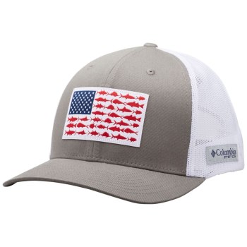 Columbia PFG Mesh Snap Back Fish Flag Ball, Gorras Titanium Blancos Para Hombre | 051874-HBN